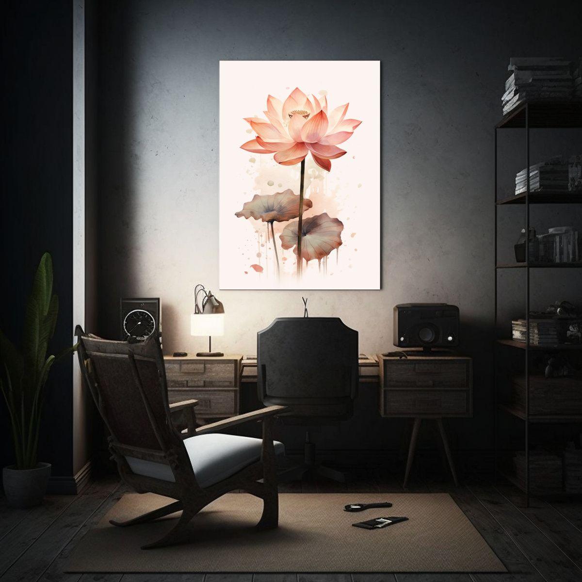 Cuadro Abstracto Alegre Lotus Sobre Fondo Blanco 40x50cm-2