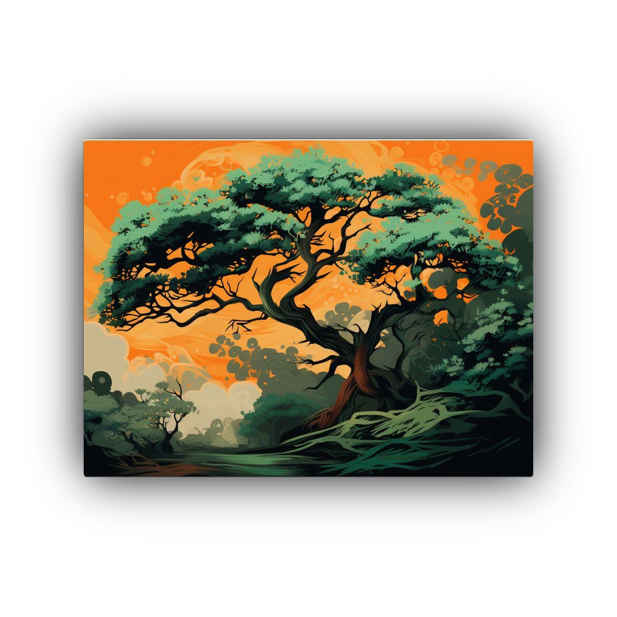 Cuadro Tela En Bastidor Galería Árbol De Enebro En Colores 65x50cm-0