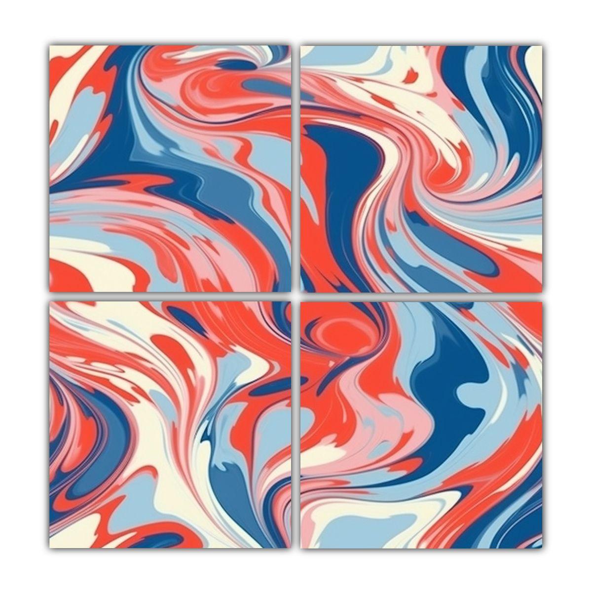 Cuatro Lienzos De Tela Calidos Abstractos Street 80x80 Cm-0