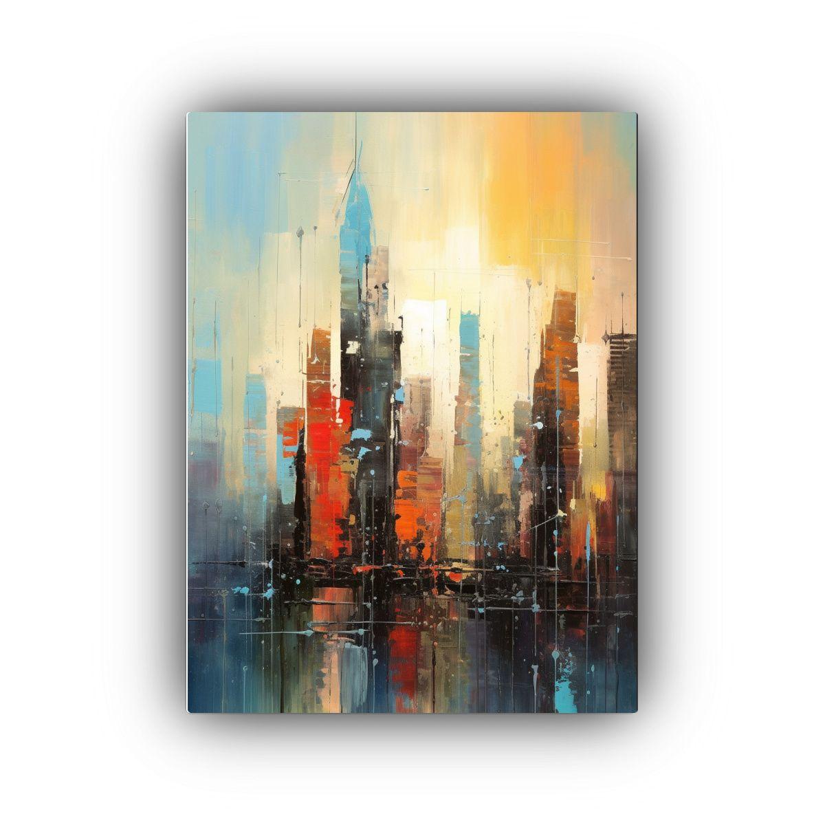 Cuadro Abstracto Llamativo De La Skyline De Nueva 50x65cm-0
