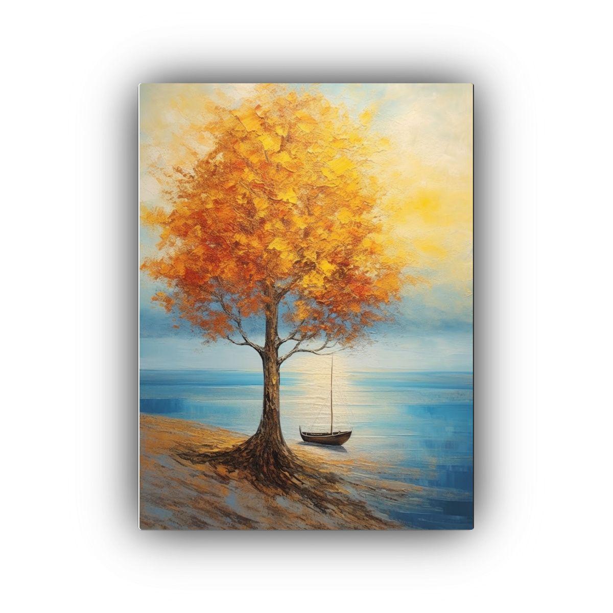 Pintura Al óleo De Paisaje Moderno Con árbol De 50x75cm-0