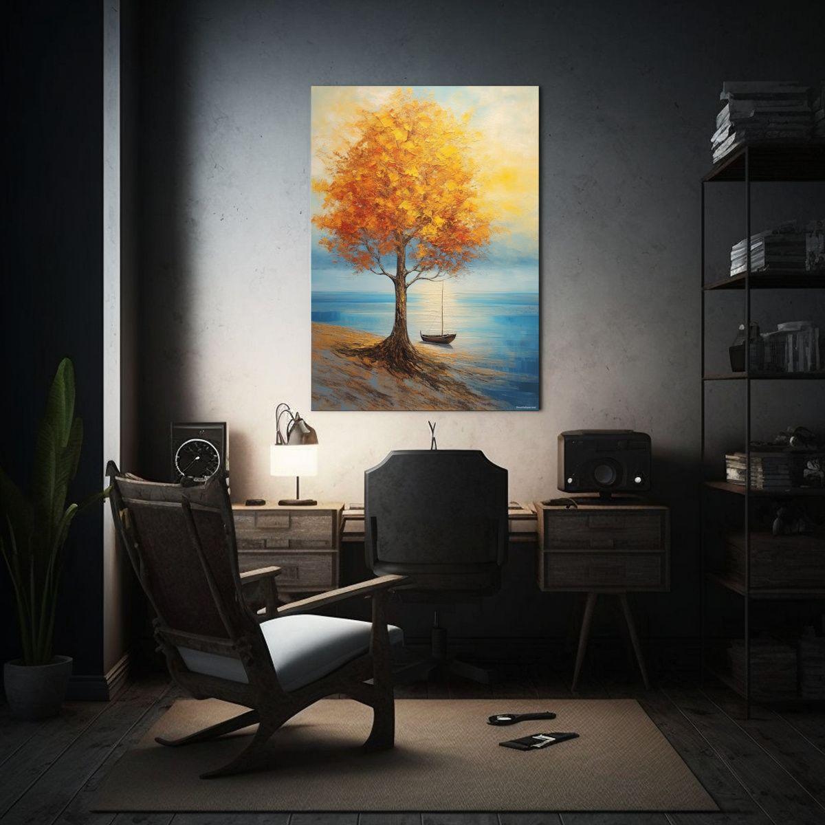 Pintura Al óleo De Paisaje Moderno Con árbol De 50x75cm-2