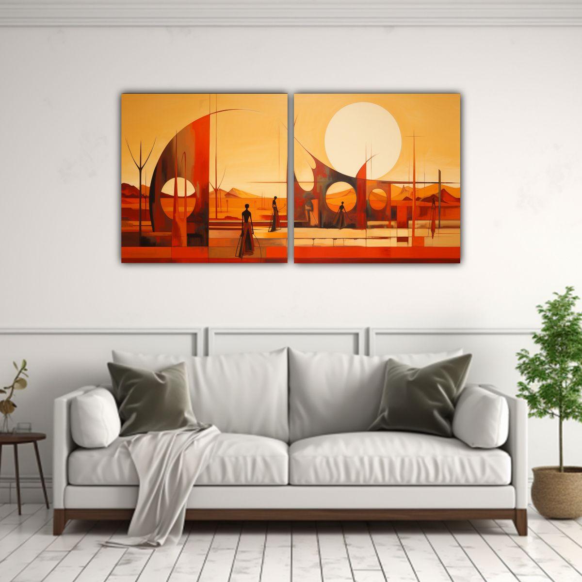 Pintura Abstracta De Representación Egipcia 160x80 Cm-2