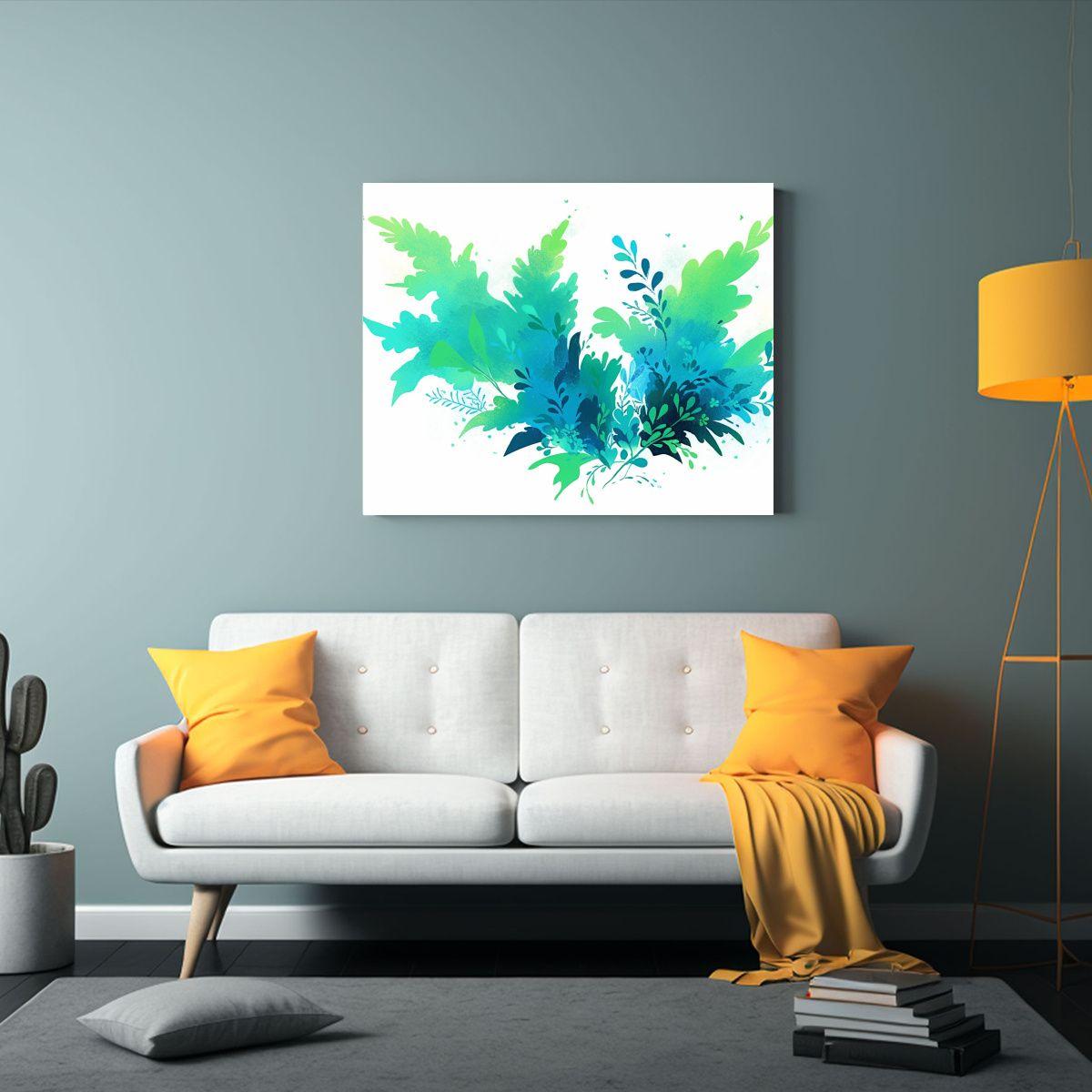 Cuadro Patrón Armonía De Colores Verde Y Azul 65x50cm-2