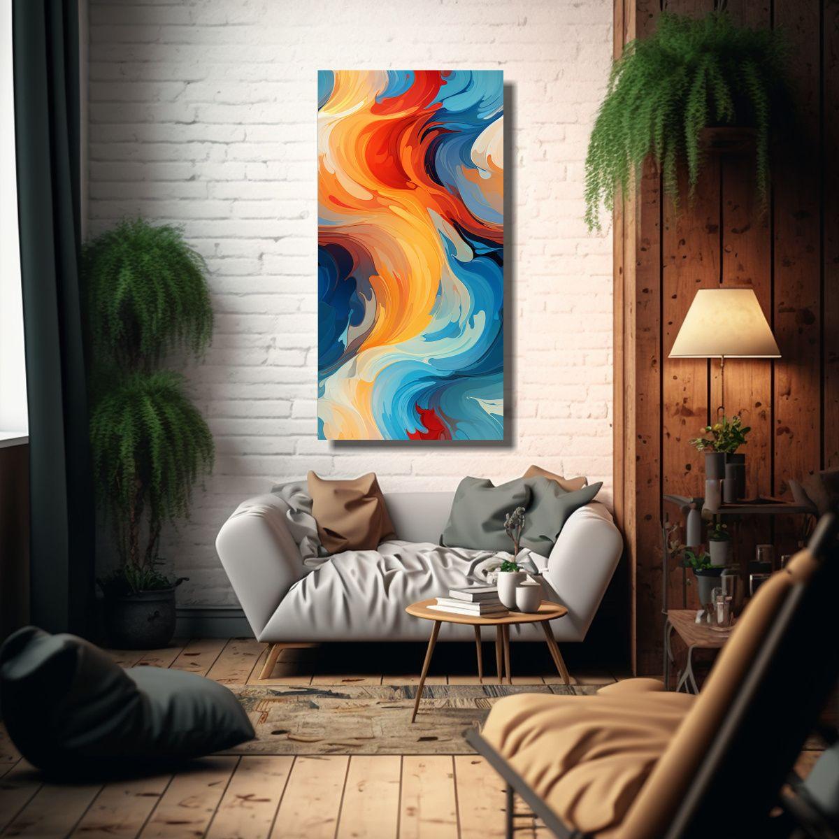 Pintura Abstracta Moderna En Lienzo A Todo Color 80x160 Cm-2