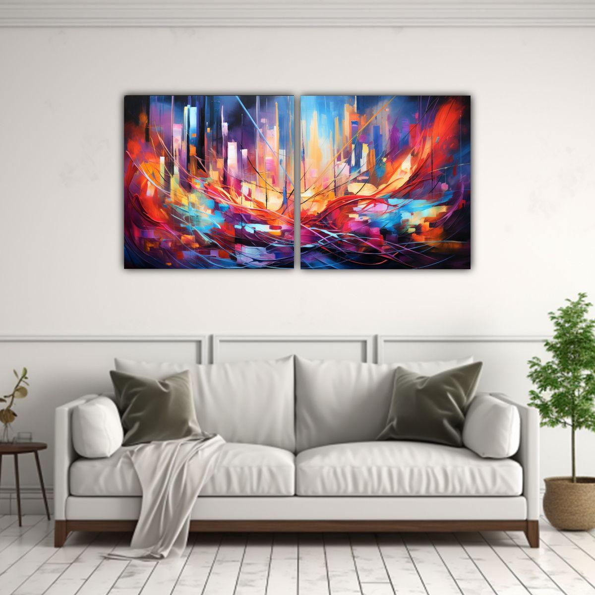 Pinturas Decorativas Dos Lienzos Cuadro Adorno 120x60 Cm-2