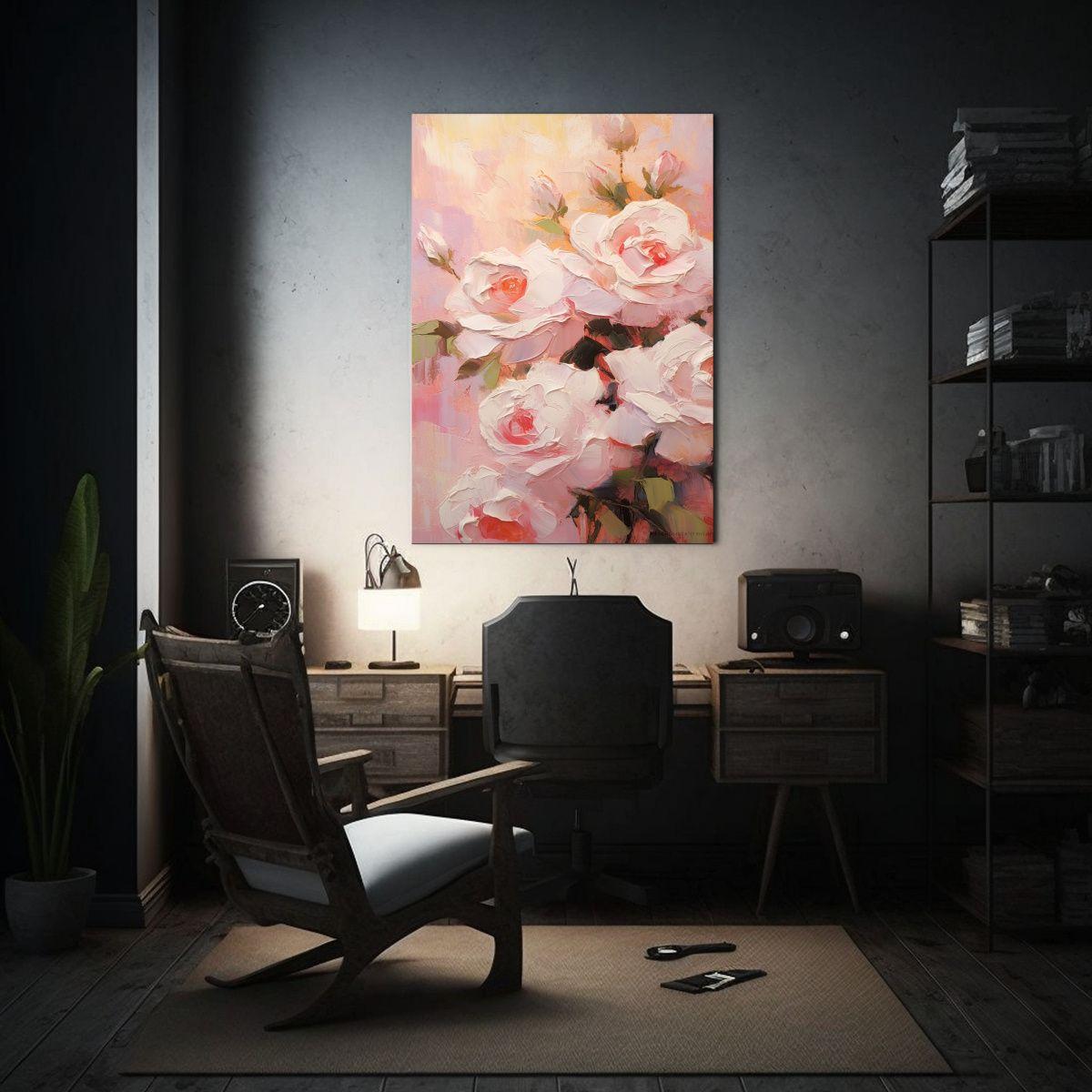 Pintura Abstracta: Rosas Blancas En Estilo Monet, 40x60cm-2