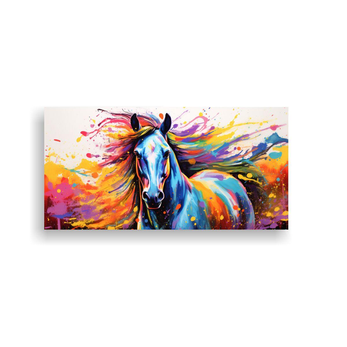 Cuadro Tela Abstracto Caballo En Colores 80x40cm-0