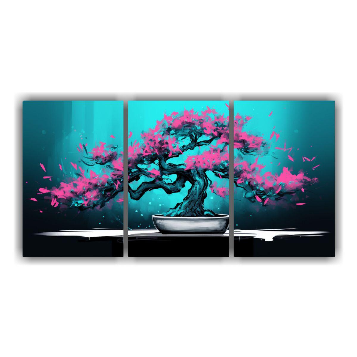 Pintura Decorativa De Tres Artes: Bougainvillea 90x45 Cm-0