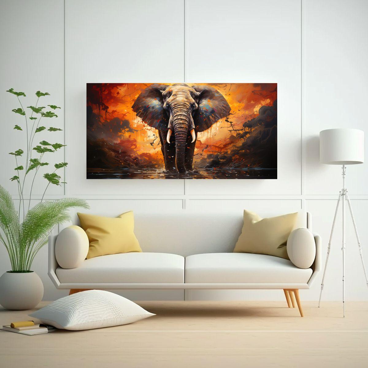 Pintura Pared Elefante Africano Estilo Estilo 40x20cm-2