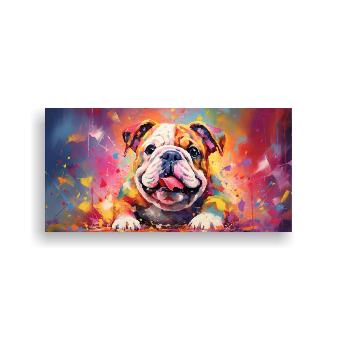 Pintura Original De Bulldog En Estilo Colorido 21  100x50cm-0