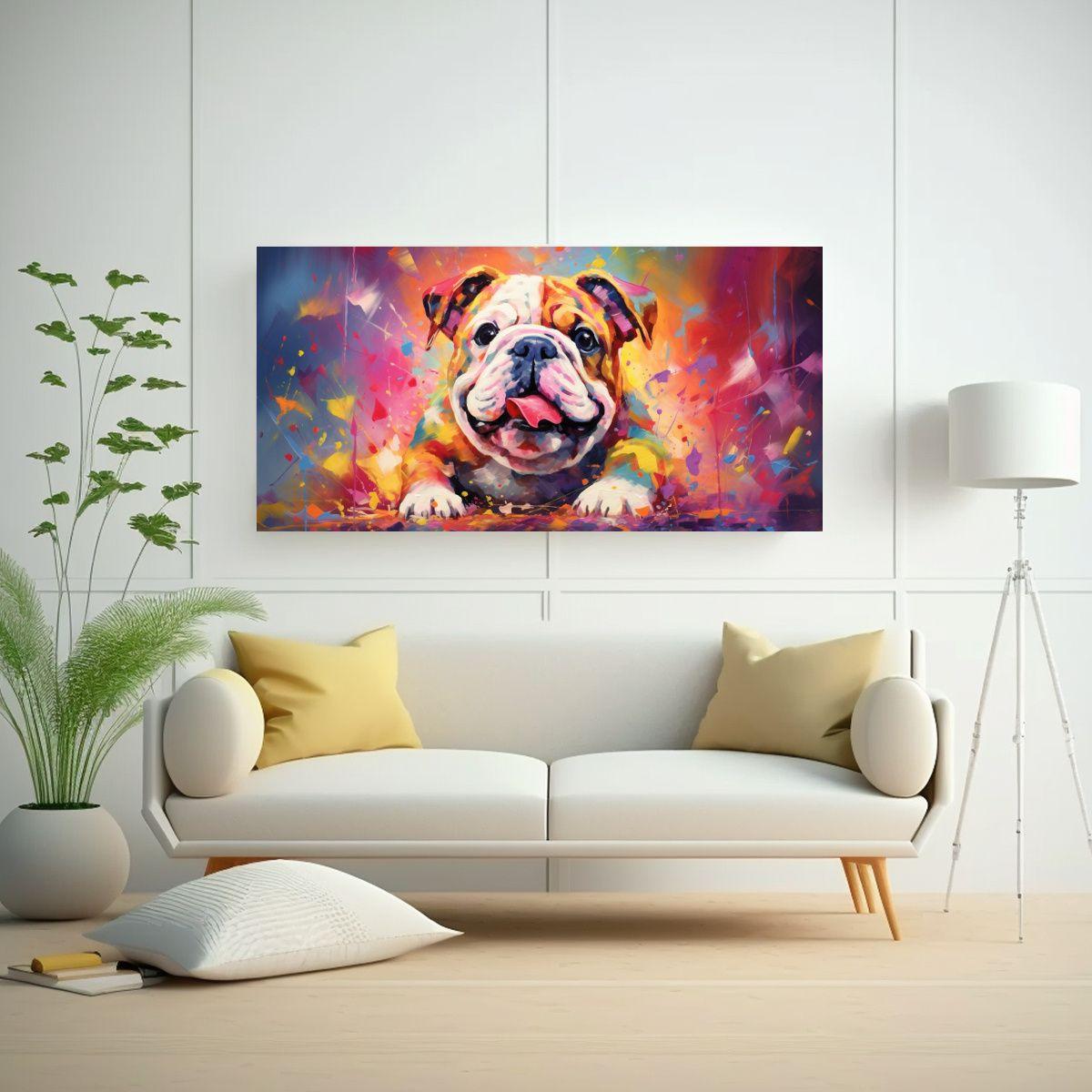 Pintura Original De Bulldog En Estilo Colorido 21  100x50cm-2