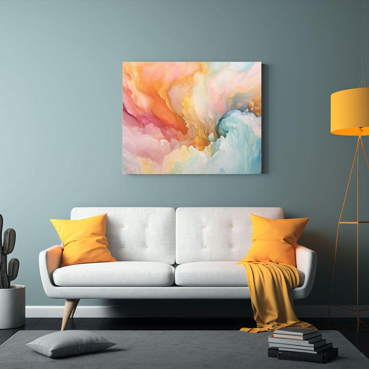 Pintura Abstracta Luminosa En Tonos Pastel Para Decoración  120x80cm-2