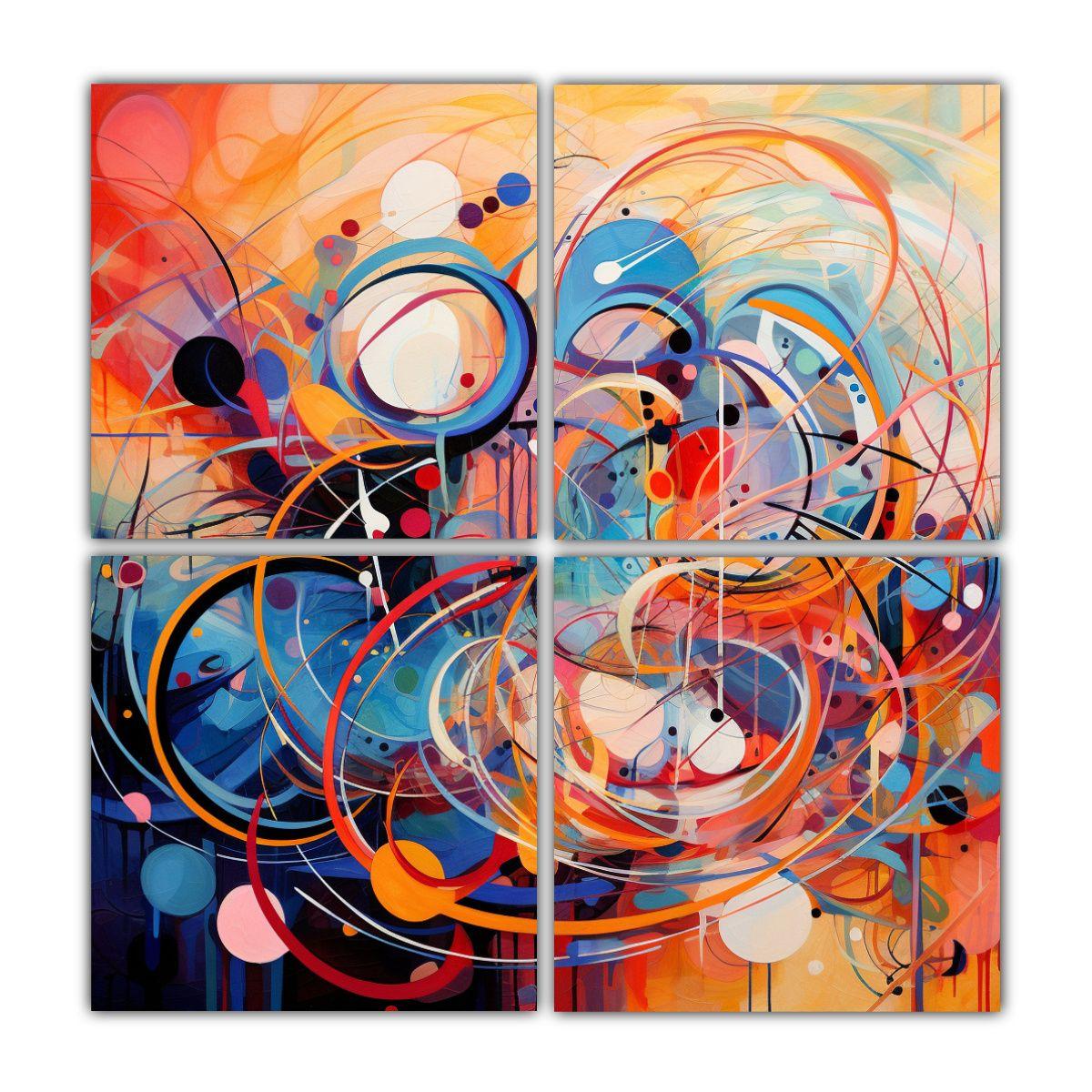 4 Pinturas Decorativas Minimalismo Quantum 120x120 Cm-0