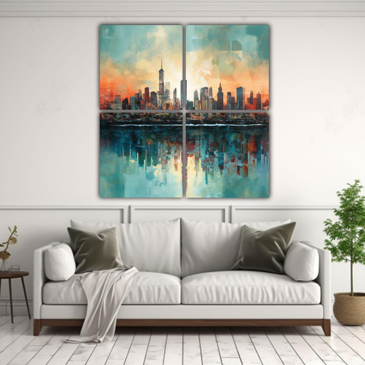 Pinturas Decorativas De Armonía Moderna Skyline 180x180 Cm-2
