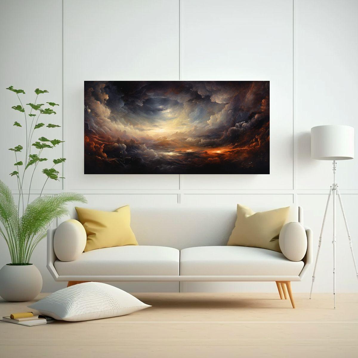 Pinturas Decorativas De Diseño De Canva: Cielo 140x70cm-2