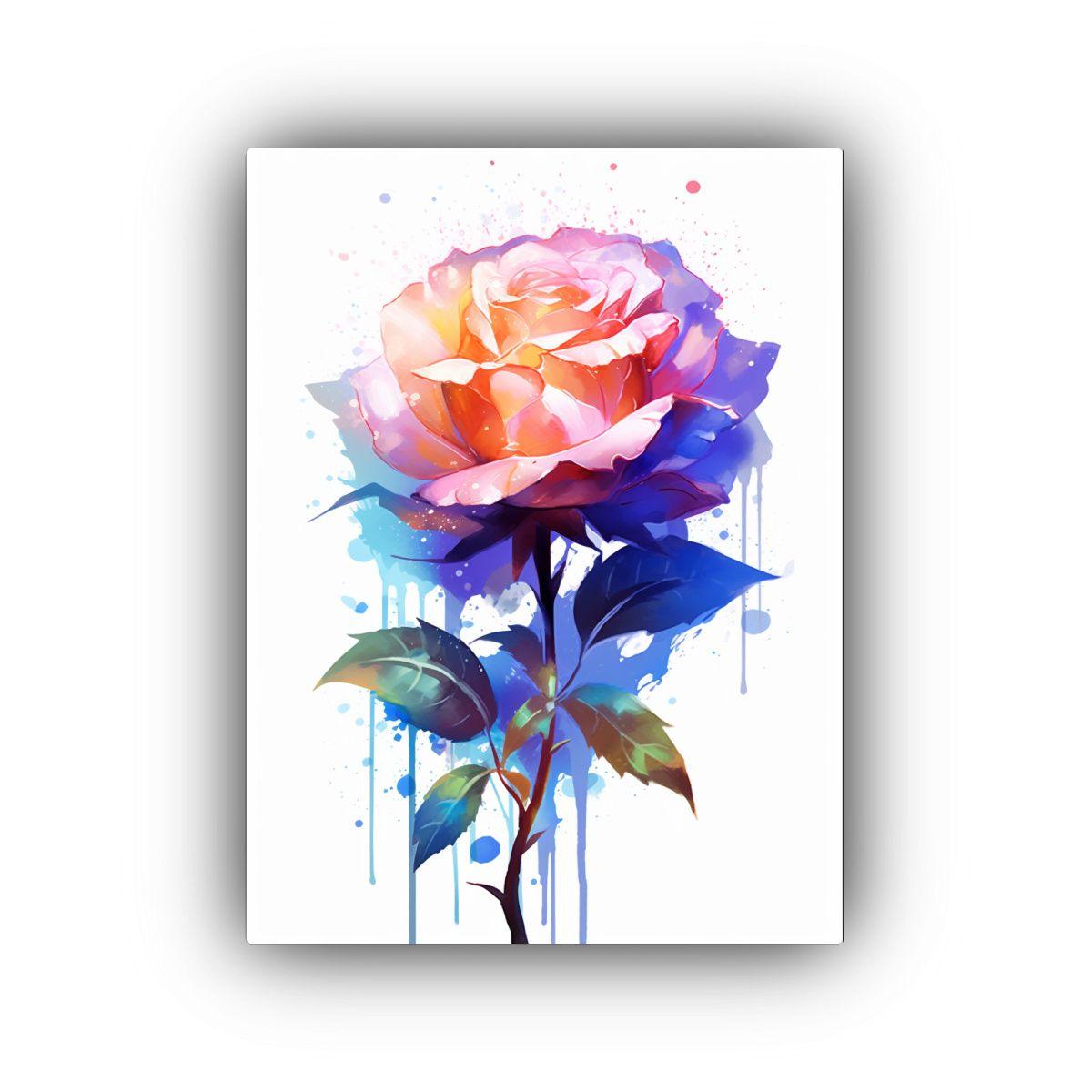 Cuadro Acuarela Floreciente De Una Rosa 40x50cm-0