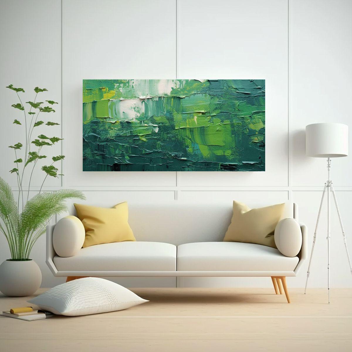 Pintura Abstracta Verde Oscuro Textura Closeup 80x40cm-2