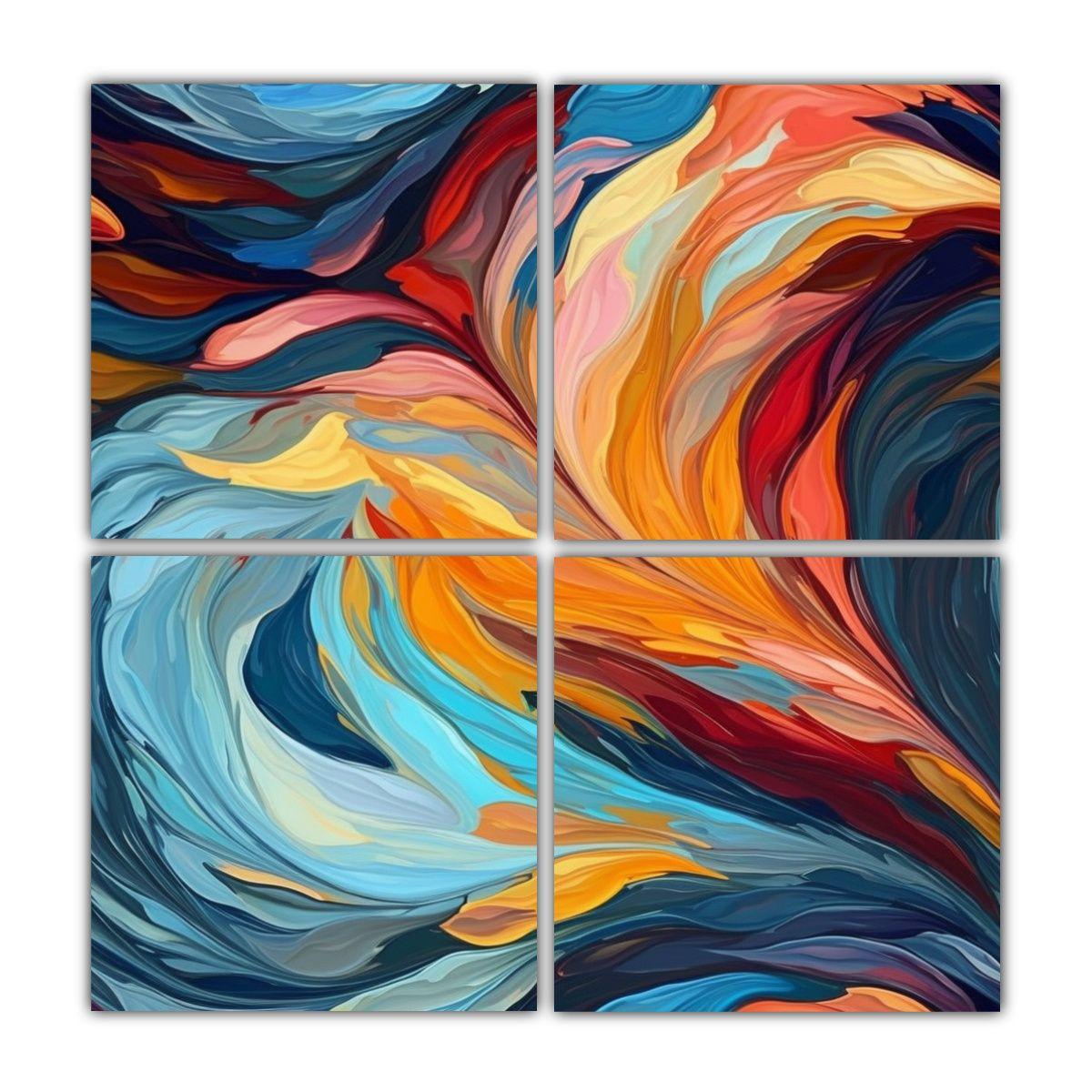 Cuatro Telas En Bastidor Acuarela Liang Pintura 180x180 Cm-0