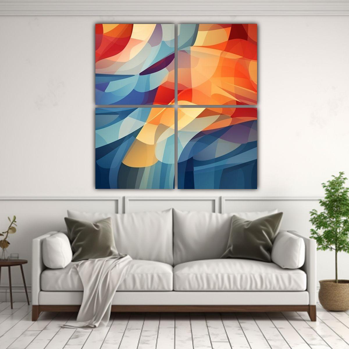 Cuatro Telas En Bastidor Calidos Calidez 120x120 Cm-2