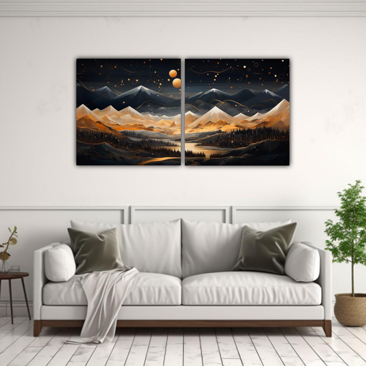 Cuadro Paisaje Montañoso Con Estilo Elegante 160x80 Cm-2
