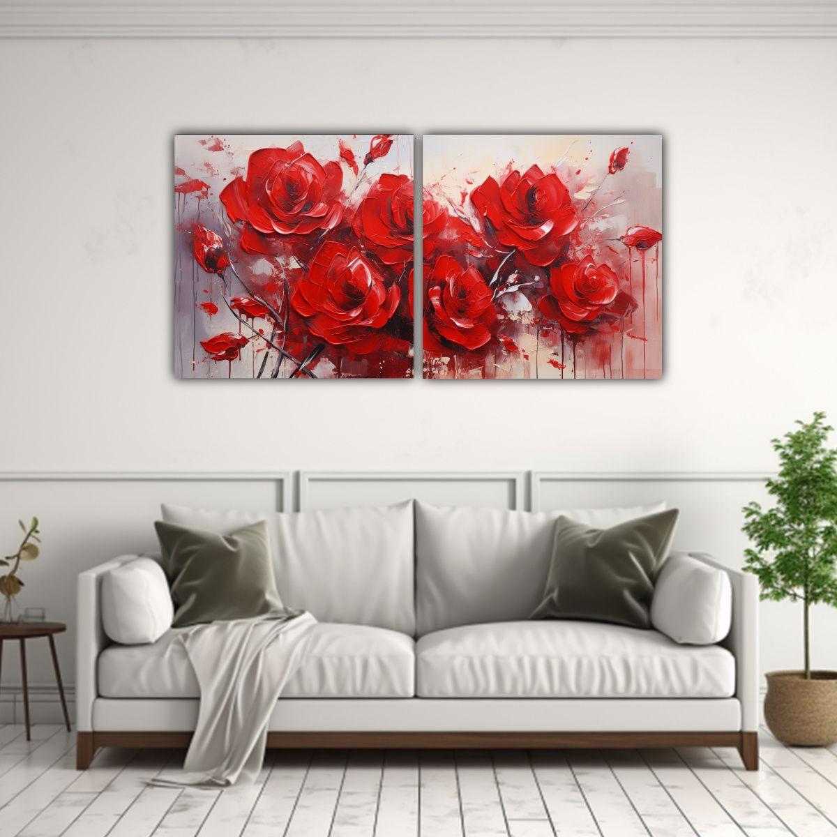 Pintura En Lienzo Estilo Espectacular De Rosas 80x40 Cm-2