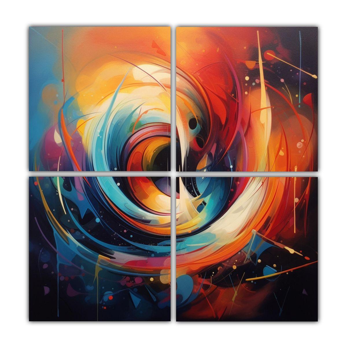 Pintura Abstracta Cuatro Telas En Bastidor 80x80 Cm-0