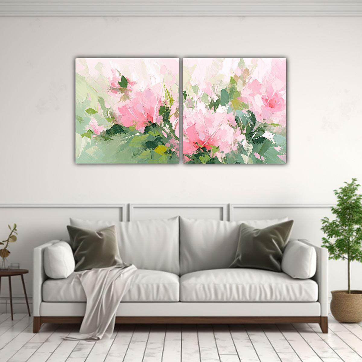 Set 2 Lienzos Concepto Belleza Cuadros Florales 100x50 Cm-2