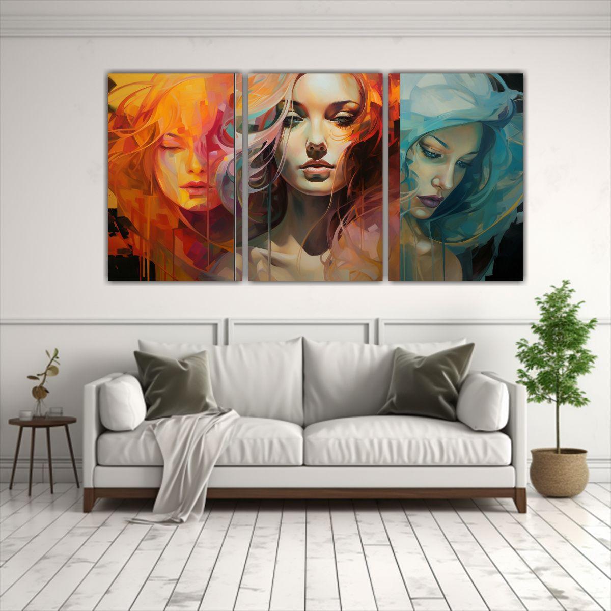 Trío Composiciones Diseño Resistente Pinturas 120x60 Cm-2
