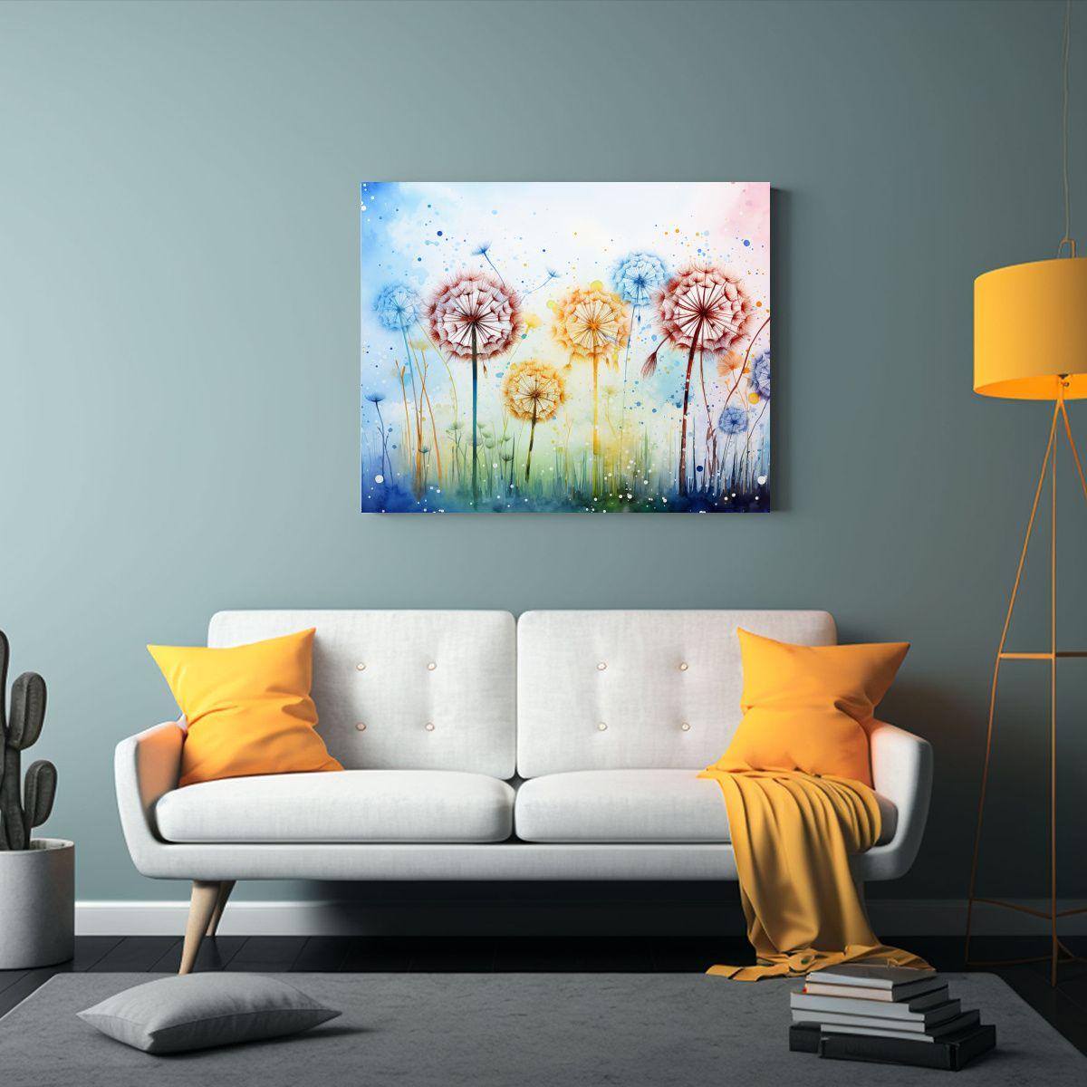 Cuadro Abstracto De Flores De Diente De León En Colores Del 120x80cm-2