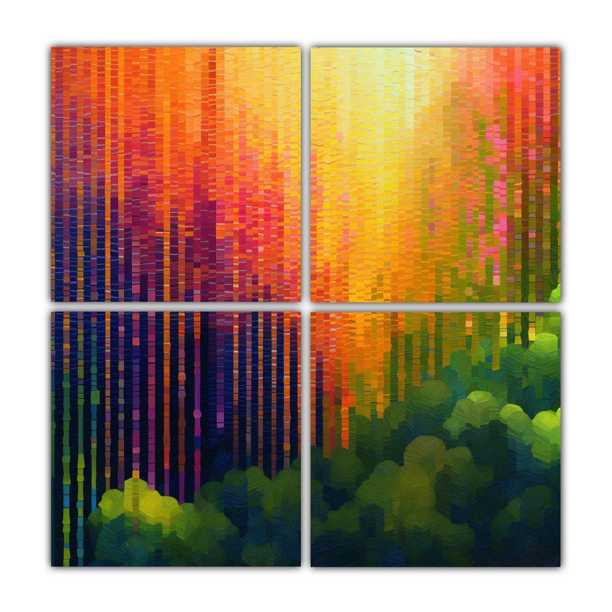 4 Cuadros De Lienzo Tonos Colores Vibrantes 40x40 Cm-0