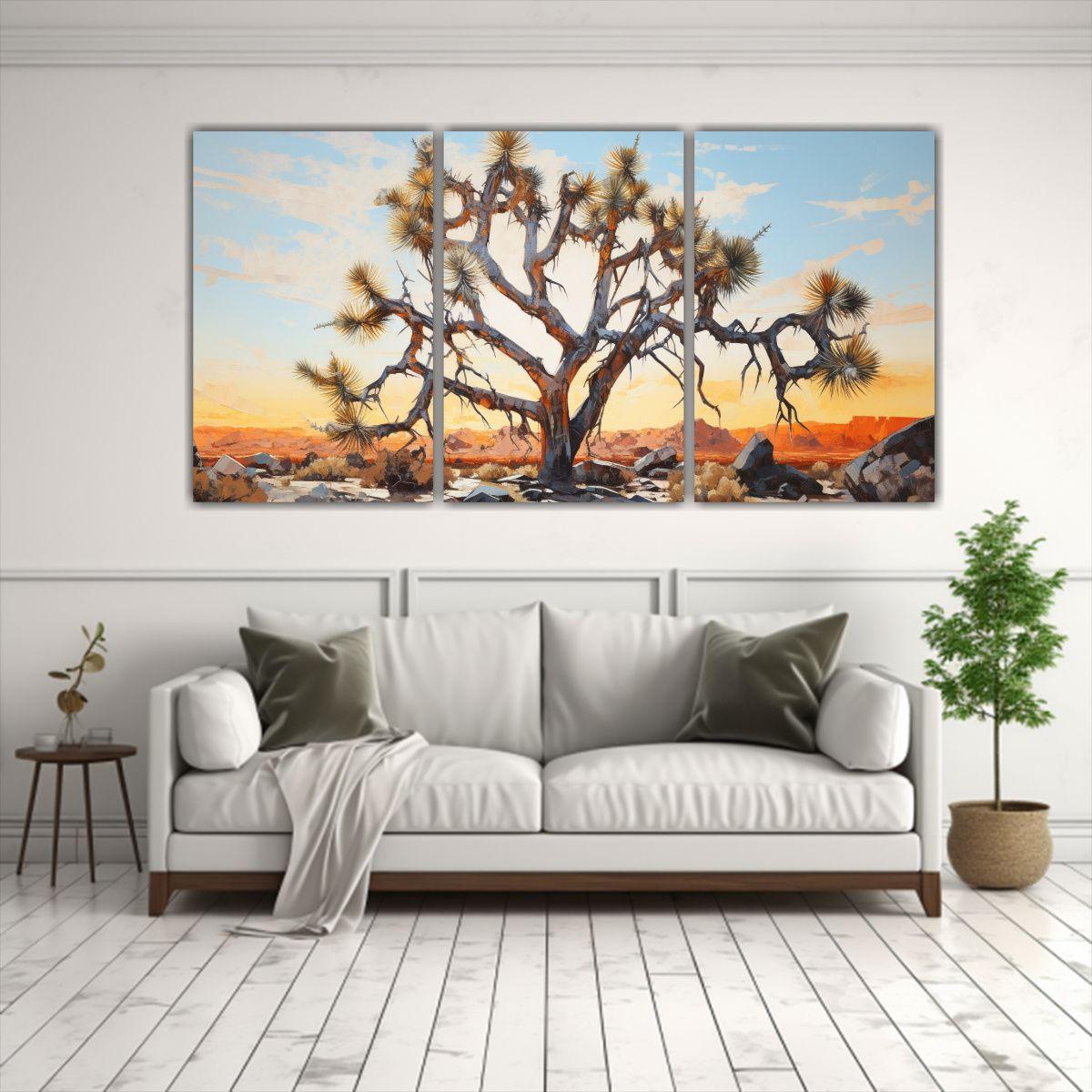 Tres Lienzos De Tela Obra Maestra Joshua Tree 120x60 Cm-2