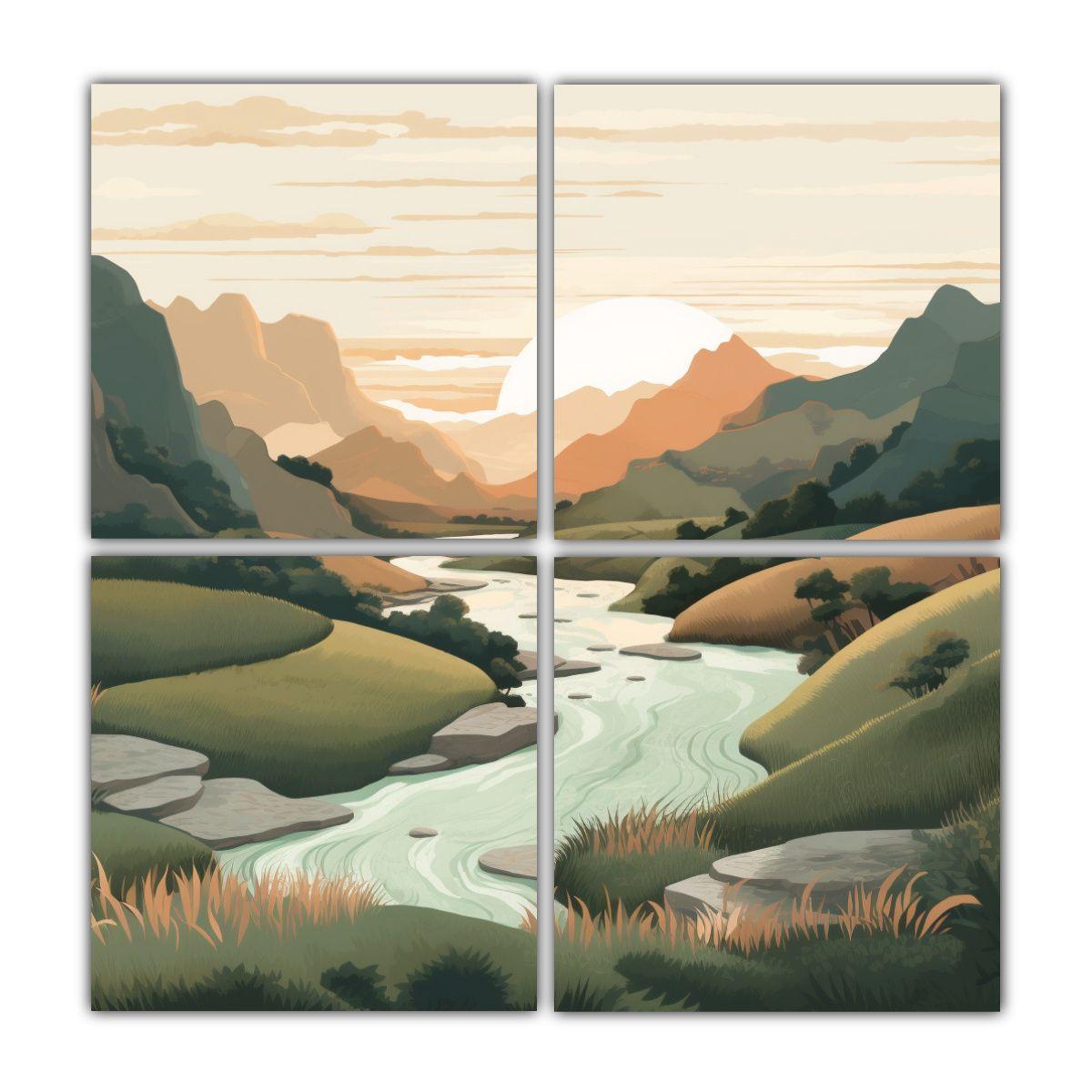 Cuadro De Paisaje En Valle Tranquilo En Forma 140x140 Cm-0