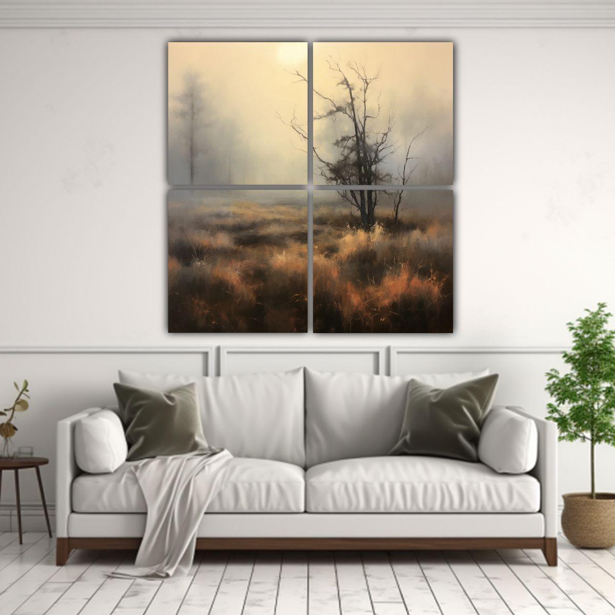 Cuatro Cuadros Vintage De Alta Resolución De 140x140 Cm-2