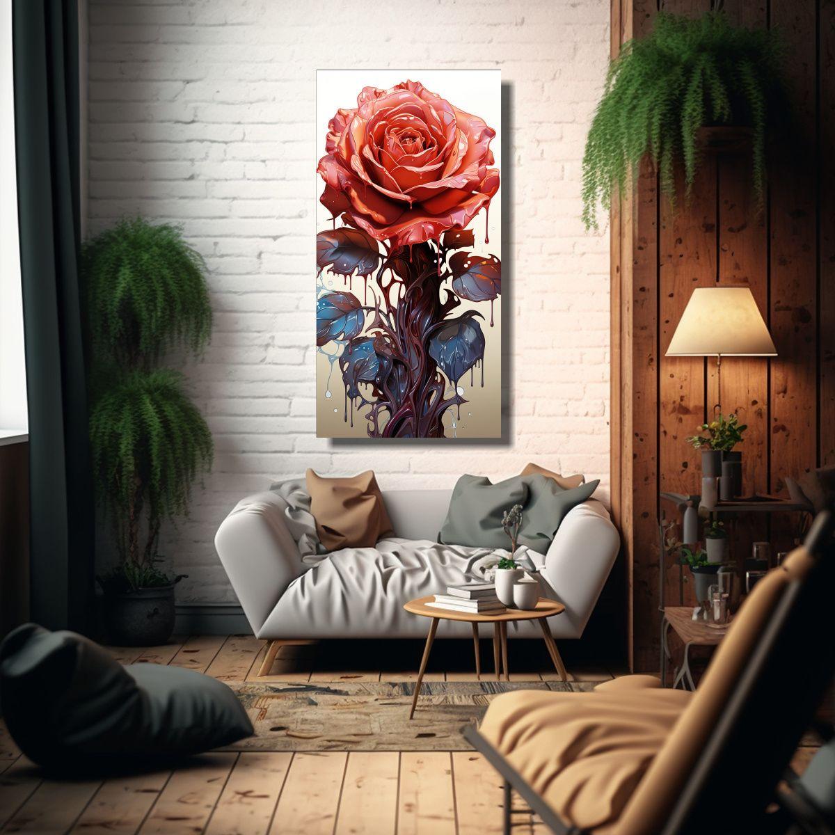 Cuadro Decorativo Esquema Rosa Fundida En Estilo 60x120cm-2