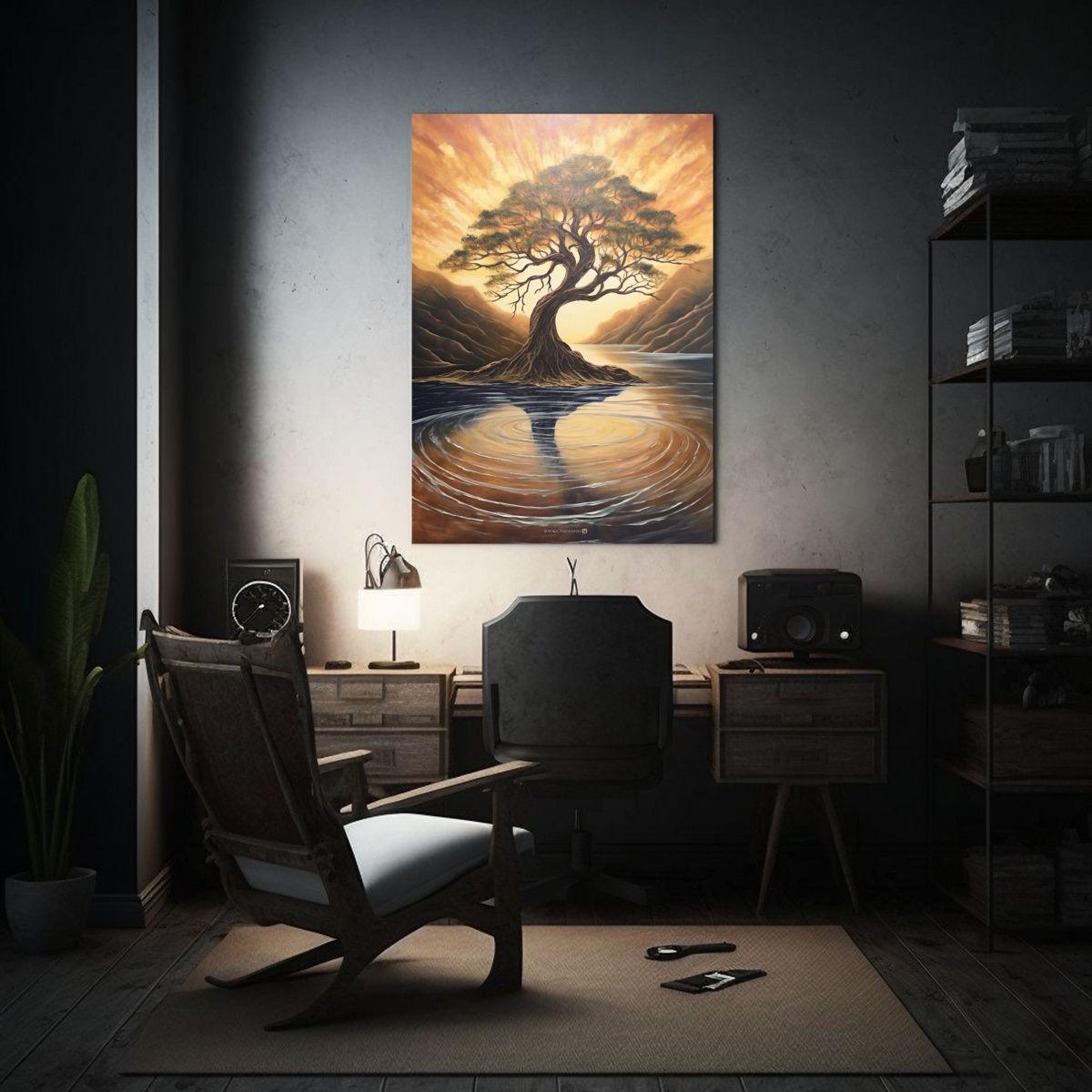 Pintura Moderna Lienzo Sala árbol Con Ramas 20x30cm-2