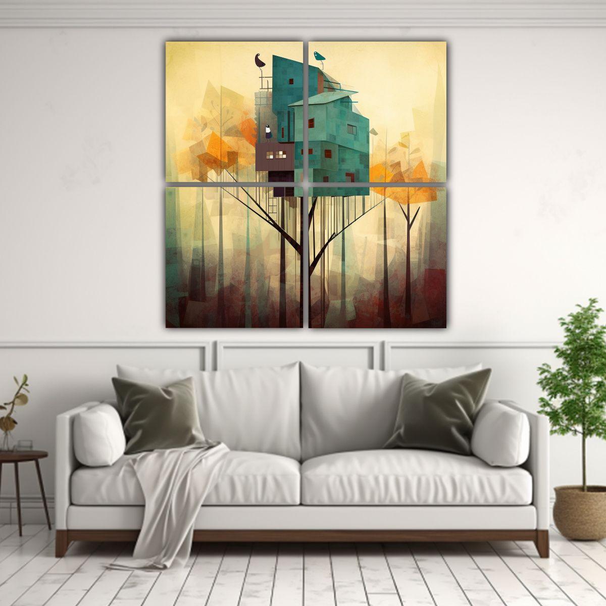 4 Lienzos En Bastidor Con Temática Simetría En 60x60 Cm-2
