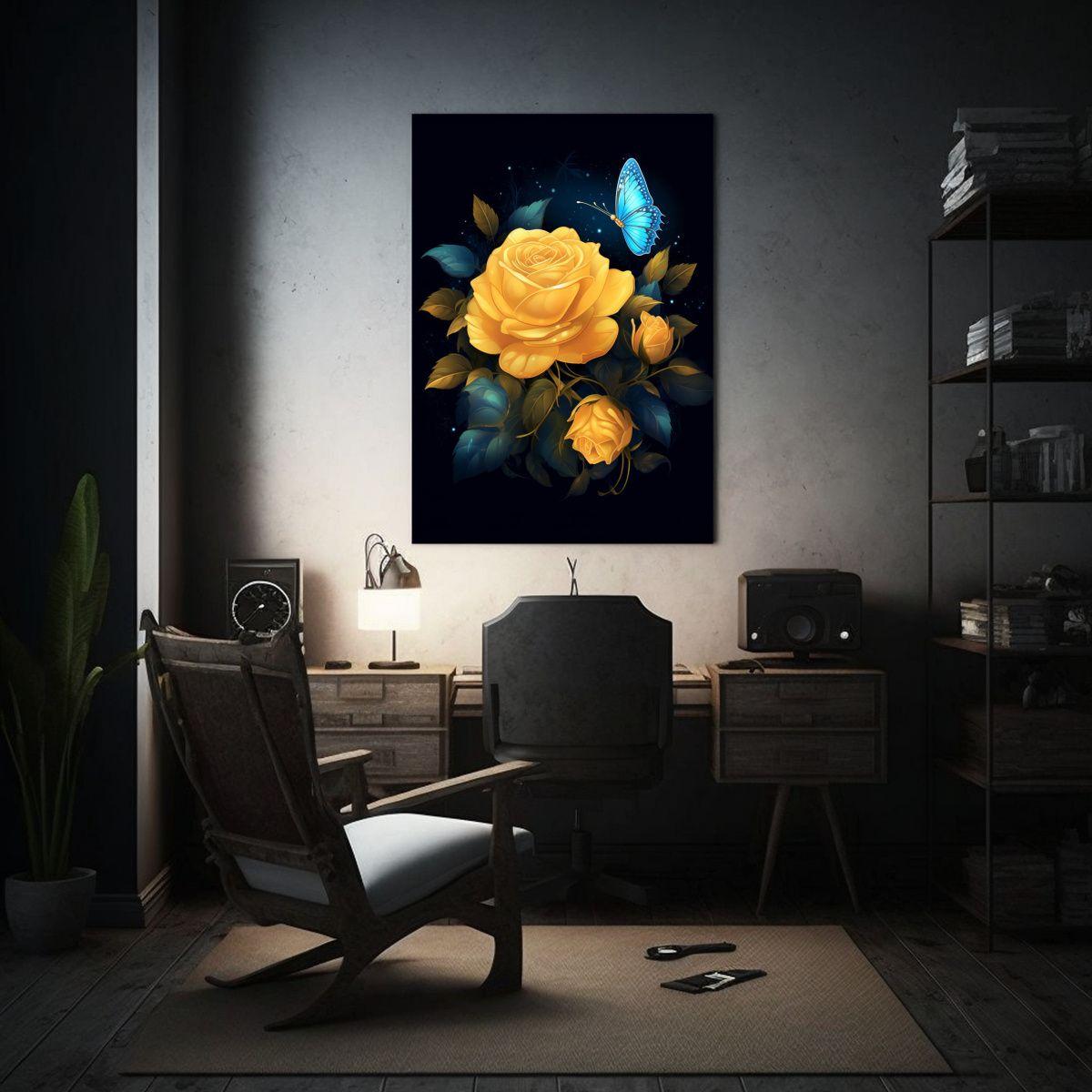 Lienzo De Tela De Rosa Amarilla Con Sensación 50x65cm-2