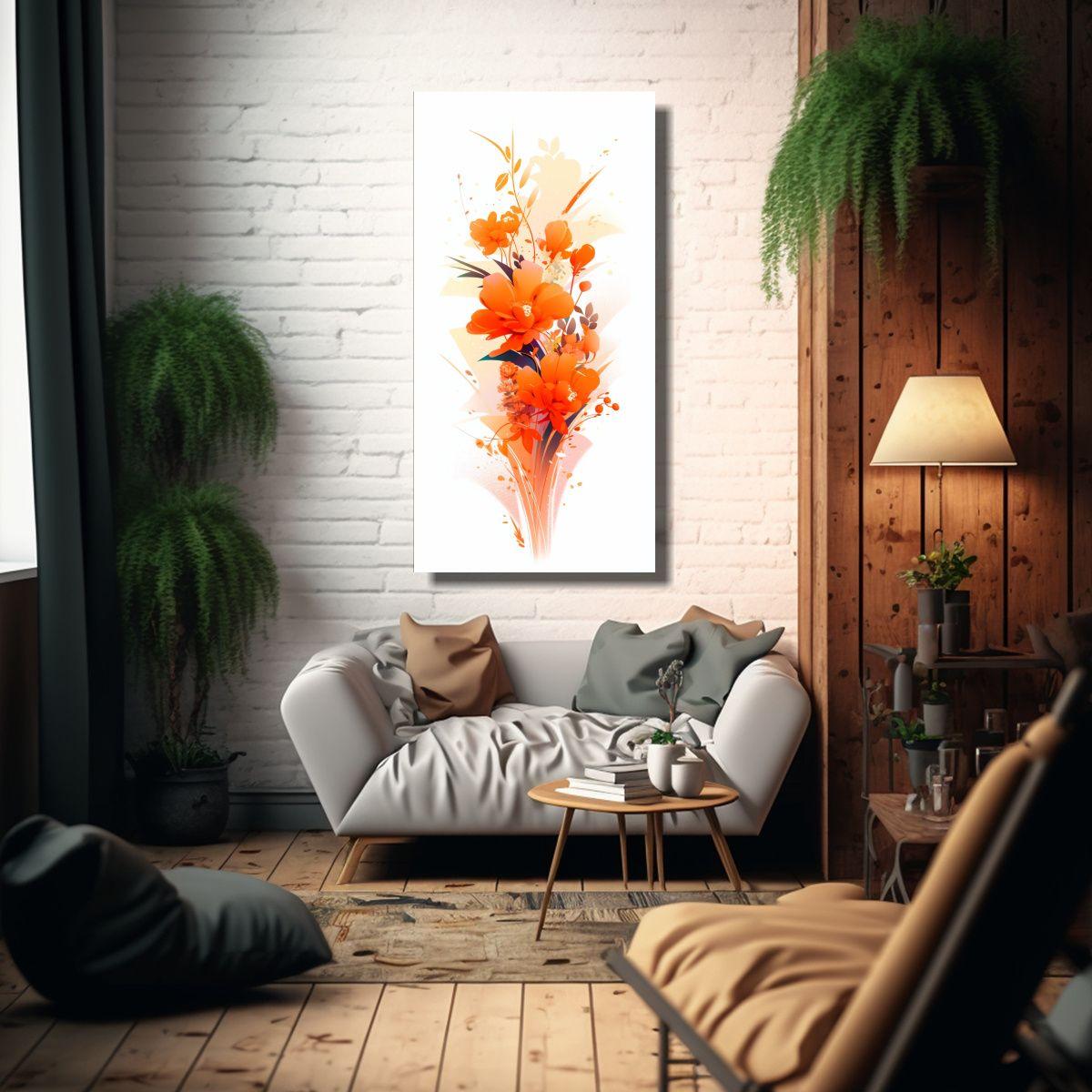 Lienzo Tela Tonos Hogar Deco Blanco Y Naranja 80x160cm-2