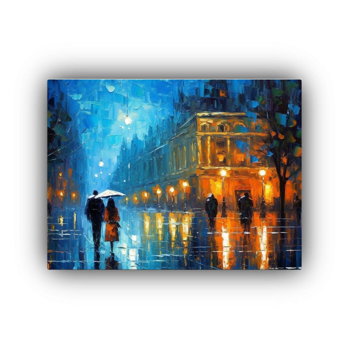 Cuadro Impreso Full Color Nocturno Lluvioso: Video De Stock  75x50cm-0