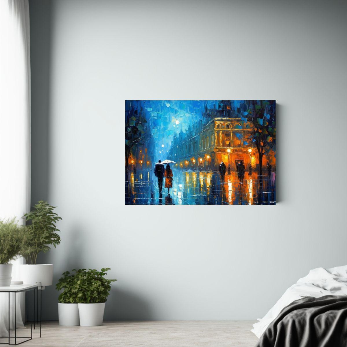Cuadro Impreso Full Color Nocturno Lluvioso: Video De Stock  75x50cm-2