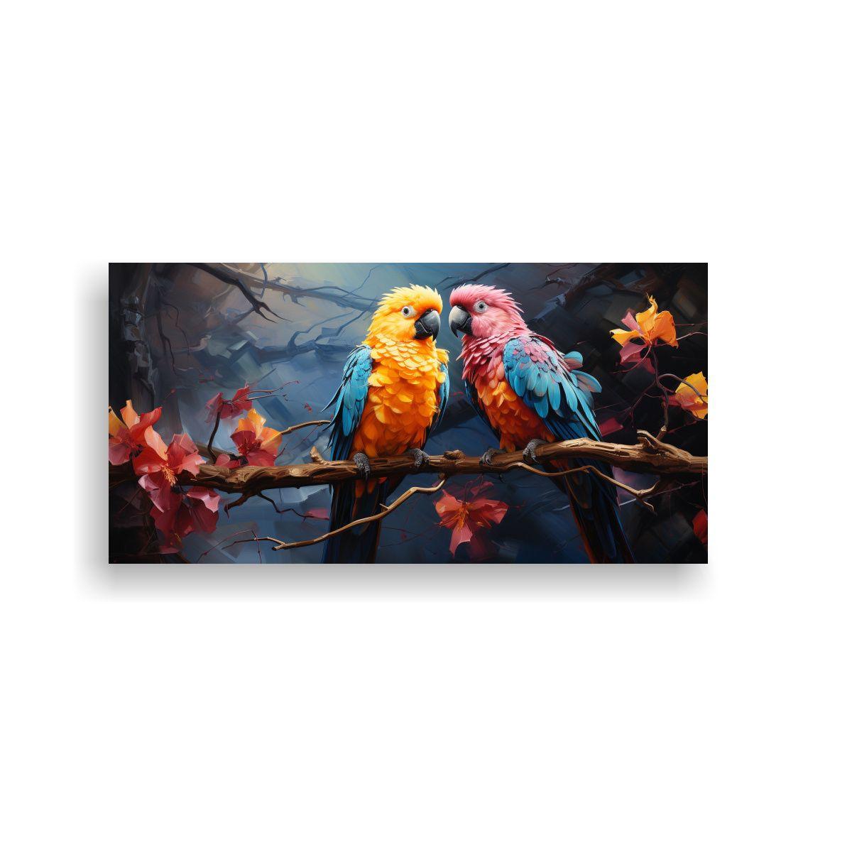 Pintura Estilo óleo Amorosos Pájaros Estilo 140x70 Cm-0