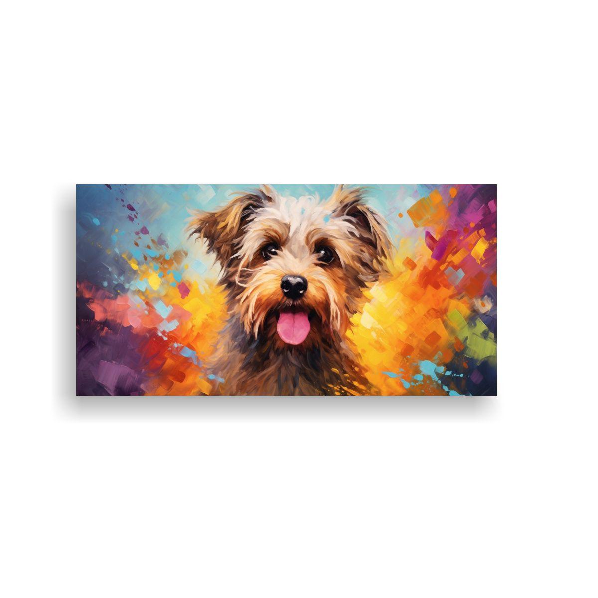 Cuadro Terrier Con Colorido Estilo Pintura Al Esti 60x30cm-0