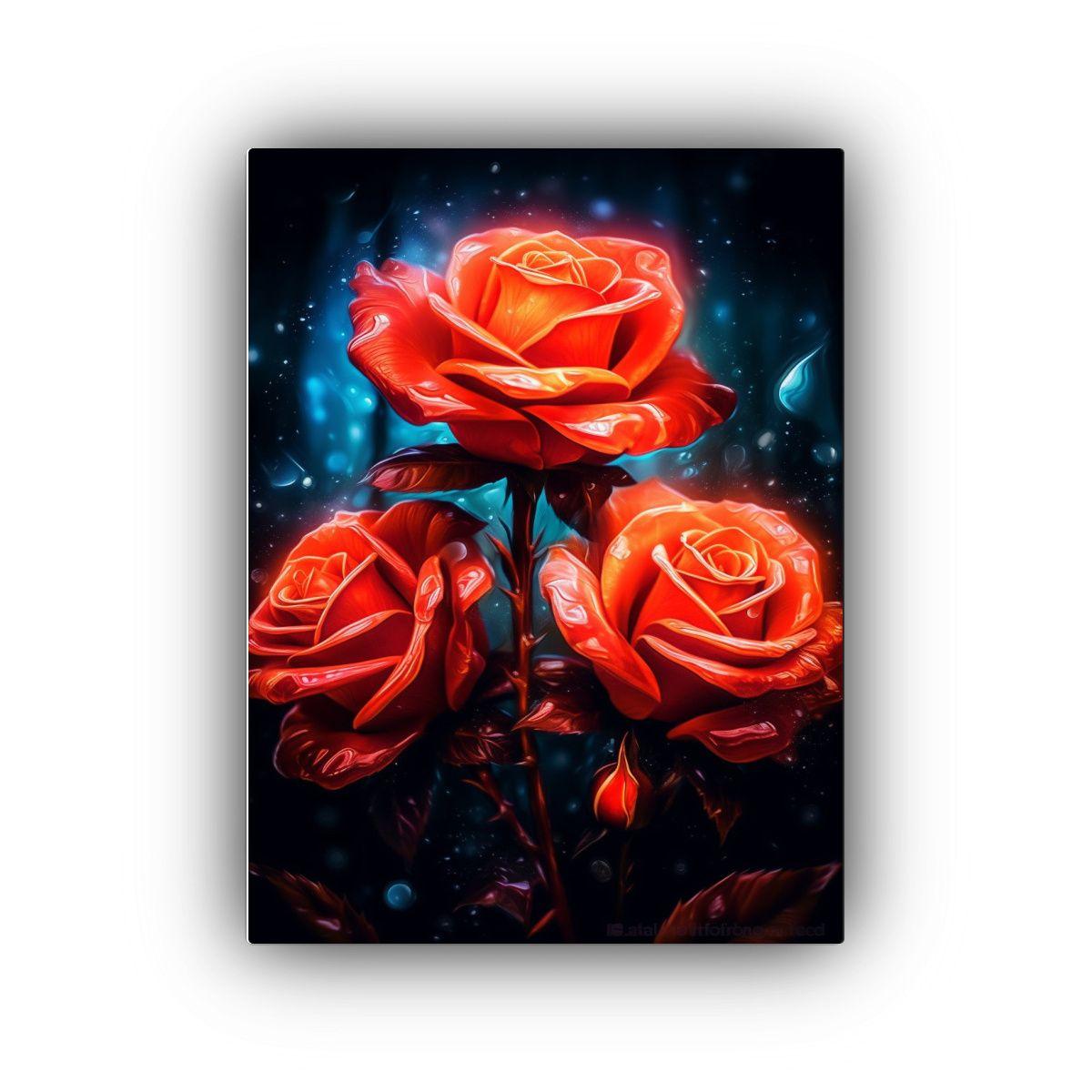 Cuadro Acuarela Detalle De Rosas Con Efectos De 50x65cm-0