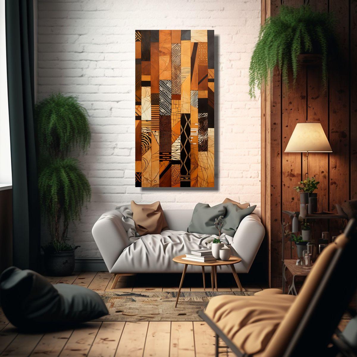 Cuadro Patron Intenso Elegante Reinterpretación 30x60cm-2