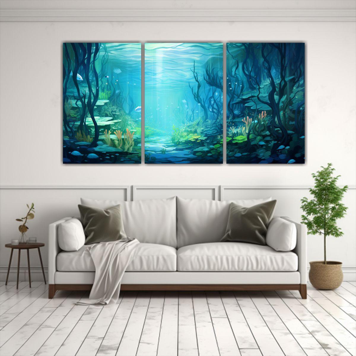 Conjunto 3 Telas Bastidor Decorativo Exposición 150x75 Cm-2