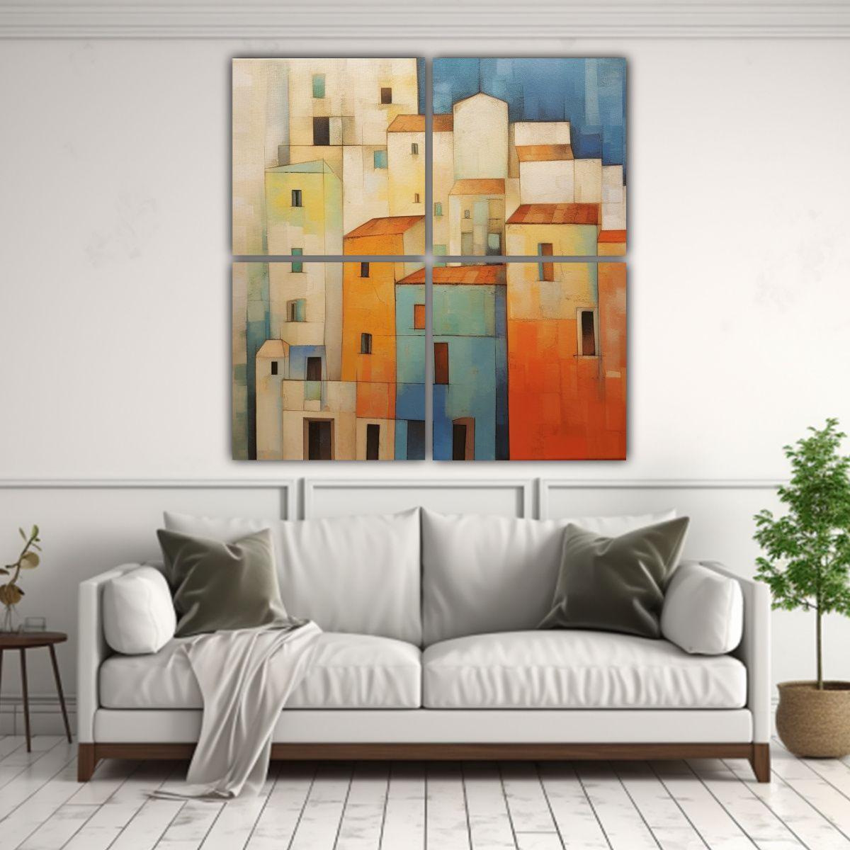 Cuatro Composición Dibujo Relieve Tipo Arte, 120x120 Cm-2