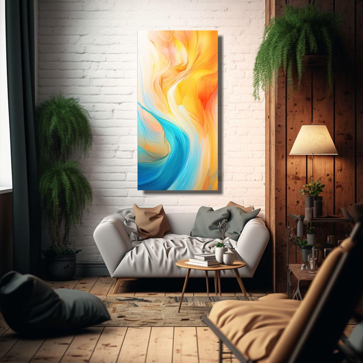 Cuadro Tela Canvas Colores Vibrantes De Pintura 40x80 Cm-2
