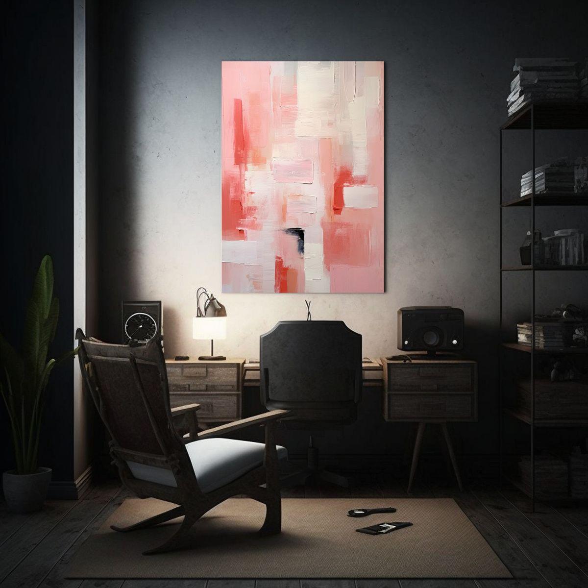 Pinturas Abstractas Modernas En Tonos Pastel Rosa 40x60 Cm-2