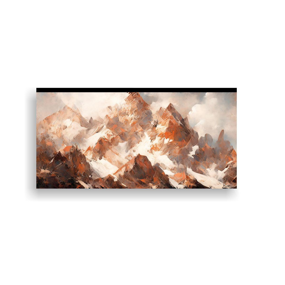 Cuadro Abstracto De Montañas Nevadas En Tonos 160x80cm-0